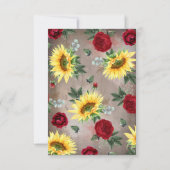 サンフラワーアンドレッドローズ秋の結婚式RSVP 出欠カード (裏面)