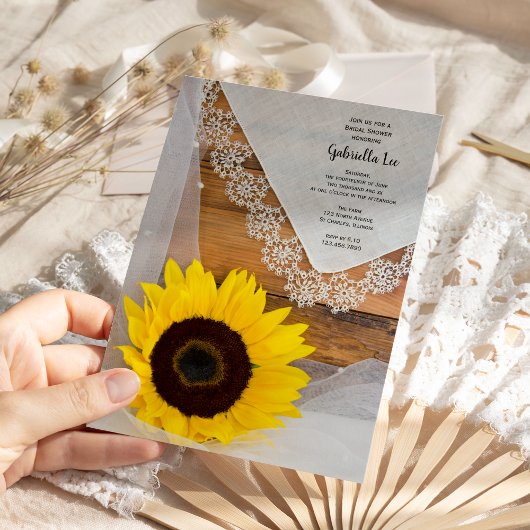 サンフラワーアンドレースカントリーブライダルシャワー 招待状