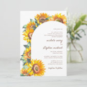 サンフラワーアーチボタニカルホワイトサマー秋の結婚式 招待状 (スタンド正面)