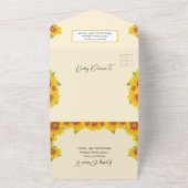 サンフラワーイエローオレンジすべて1つの結婚式の招待 オールインワン招待状 (外側)