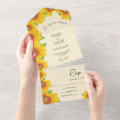 サンフラワーイエローオレンジすべて1つの結婚式の招待 オールインワン招待状 (貼ってはがせる)