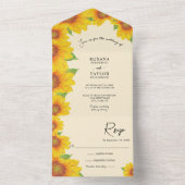 サンフラワーイエローオレンジすべて1つの結婚式の招待 オールインワン招待状 (内側)