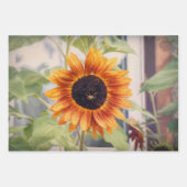 サンフラワーイエローオレンジビーガーデンデコパージュ ラッピングペーパーシート (正面3)