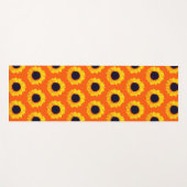 サンフラワーイエローオレンジフローラブラックヨガマット ヨガマット (正面(横))