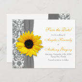 サンフラワーイエローグレーダマスク結婚式の日付を保存 招待状 (正面/裏面)