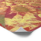 サンフラワーイエローデカップウォーターカラーフローラアート ポスター (角)