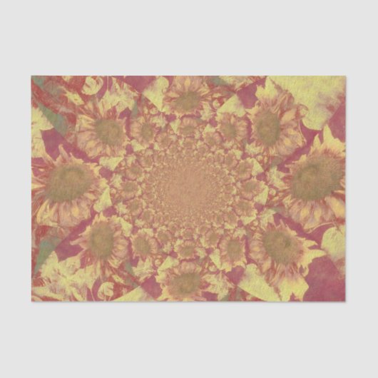 サンフラワーイエローデカップウォーターカラーフローラアート 薄葉紙 (正面)