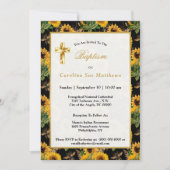 サンフラワーイエローブラックビーズブーケバプテスマ 招待状 (正面)