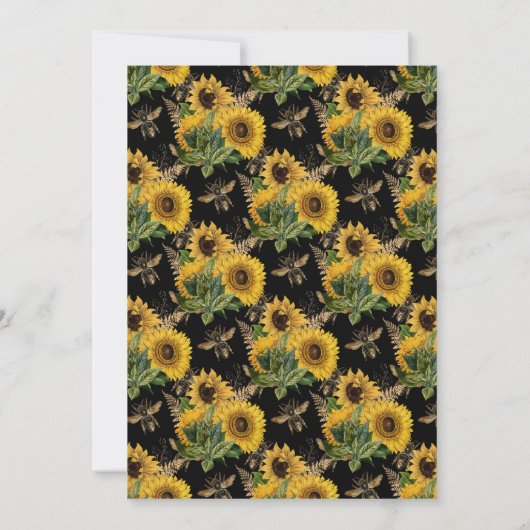 サンフラワーイエローブラックビーズブーケバプテスマ 招待状 (裏面)