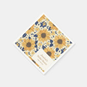 サンフラワーイエローブルーブライダルシャワー名前をカスタムする スタンダードカクテルナプキン (角)