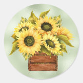 サンフラワーイエローボックス水彩感謝祭 ラウンドシール (正面)