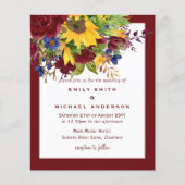 サンフラワーイエローマルーンブルゴーニュ結婚フローラ (正面)