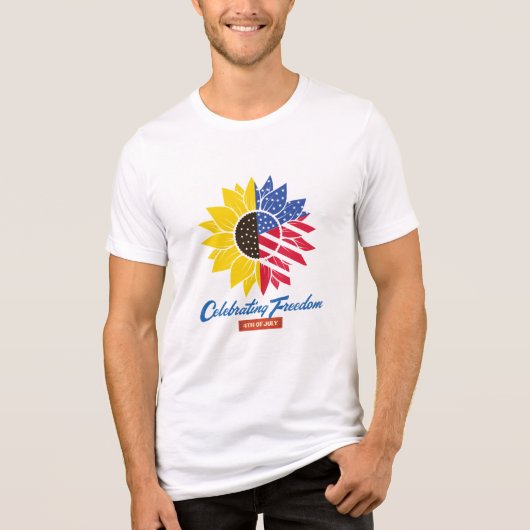 サンフラワーイラスト 7月4日 トライブレンドTシャツ (正面)