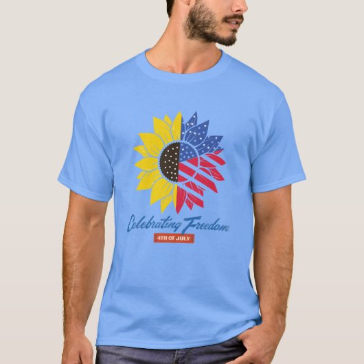 サンフラワーイラスト 7月4日 Tシャツ (正面)