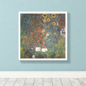 サンフラワーインザガーデングスタフクリムトアールヌーボー キャンバスプリント (インサイチュ (ウッドフロア))