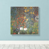 サンフラワーインザガーデングスタフクリムトアールヌーボー キャンバスプリント (インサイチュ (ウッドフロア))