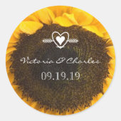 サンフラワーウェディング日付シールを保存 ラウンドシール (正面)