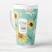 サンフラワーウォーターカラー最高のマムエバアクアブルーラテ カフェラテマグ (左アングル)