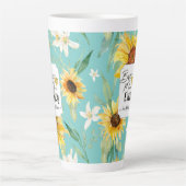 サンフラワーウォーターカラー最高のマムエバアクアブルーラテ カフェラテマグ (正面)