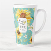 サンフラワーウォーターカラー最高のマムエバアクアブルーラテ カフェラテマグ (右)