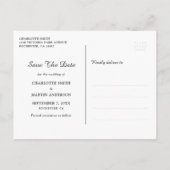 サンフラワーウッドブルゴーニュ結婚式の日付を保存 案内ポストカード (裏面)