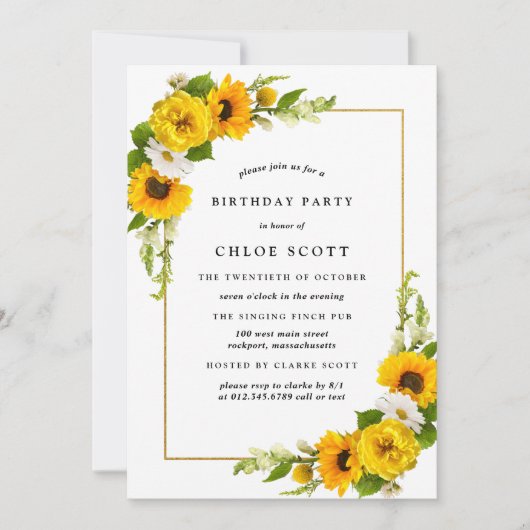 サンフラワーエイジ誕生日人気がある招待状 招待状 (正面)