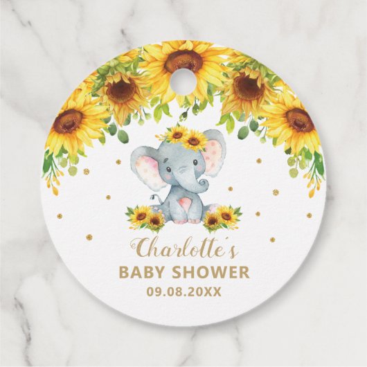 サンフラワーエレファントありがとうベビーシャワー フェイバータグ (裏面)