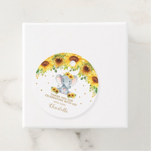 サンフラワーエレファントありがとうベビーシャワー フェイバータグ (インサイチュ)