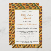 サンフラワーオレンジイエロービーストライプズブライダルシャワー 招待状 (正面/裏面)