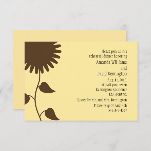 サンフラワーオンイエローリハーサルディナー招待状 招待状 (正面/裏面)