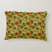 サンフラワーオンセージの背景葉オレンジエロ アクセントクッション (裏面)