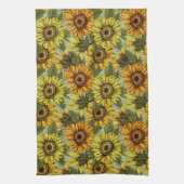 サンフラワーオンセージの背景葉オレンジエロ キッチンタオル (縦)