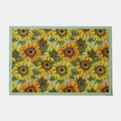 サンフラワーオンセージの背景葉オレンジエロ ドアマット (正面)