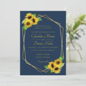 サンフラワーオンネイビー結婚式招待状 招待状 (スタンド正面)