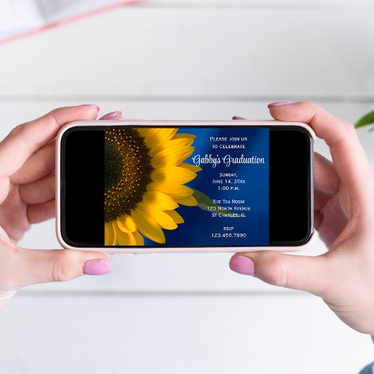 サンフラワーオンブルーエクセシレーションパーティー招待状 招待状