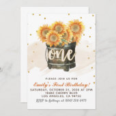 サンフラワーオータムファースト誕生日招待状 招待状 (正面/裏面)