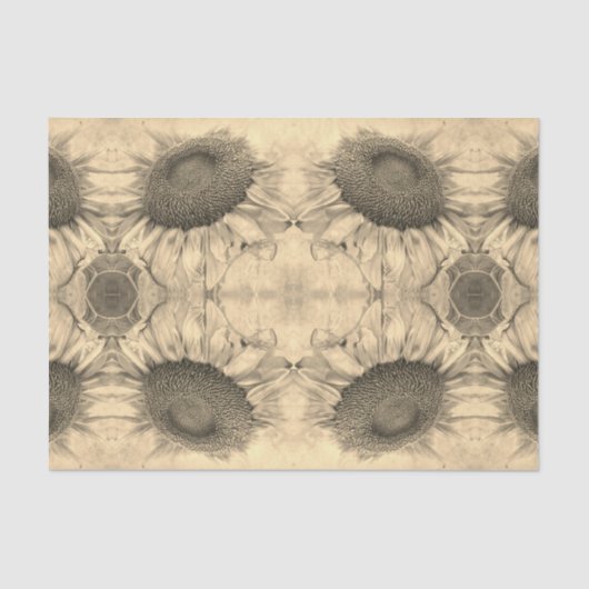 サンフラワーオールドヴィンテージセピアシックフローラカントリー 薄葉紙 (正面)