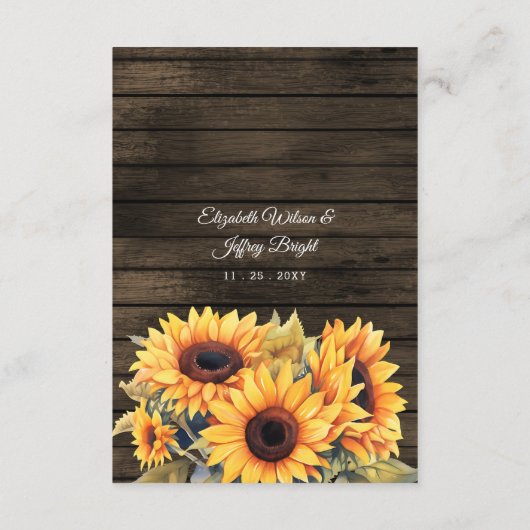 サンフラワーカウボーイブーツバーンウッドウェスタン結婚ズ エンクロージャーカード (裏面)