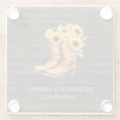 サンフラワーカウボーイブーツバーンウッドウェスタン結婚ズ ガラスコースター (裏面)