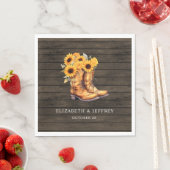 サンフラワーカウボーイブーツバーンウッドウェスタン結婚ズ スタンダードランチョンナプキン (インサイチュ)