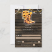 サンフラワーカウボーイブーツバーンウッドウェスタン結婚ズ 出欠カード (正面)