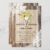 サンフラワーカウースカルバーンウッド素朴ブライダルシャワー 招待状 (正面/裏面)