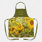 サンフラワーカントリーイエローグリーンヴィンテージ料理 エプロン (正面)