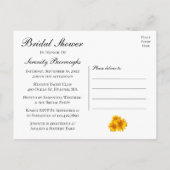 サンフラワーカントリーイエローフローラブライダルシャワー インビテーションポストカード (裏面)