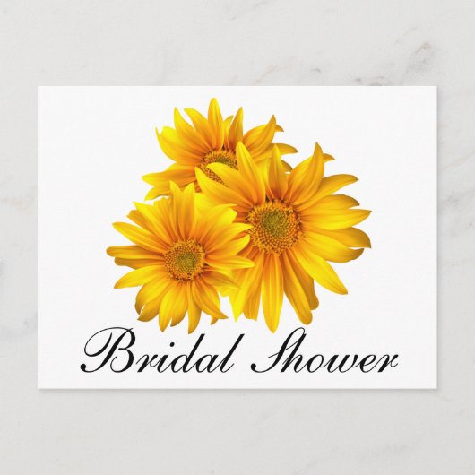 サンフラワーカントリーイエローフローラブライダルシャワー インビテーションポストカード (正面)
