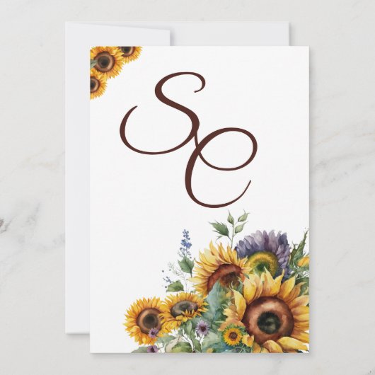 サンフラワーカントリーシック結婚式招待状 招待状 (裏面)