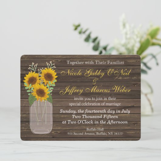 サンフラワーカントリーメイスンジャー結婚式招待状 招待状 (スタンド正面)