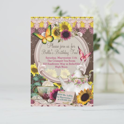 サンフラワーガーデンティーパーティの招待状 招待状 (スタンド正面)