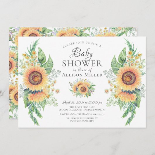 サンフラワーガーデンフローラブライダルシャワー 招待状 (正面/裏面)