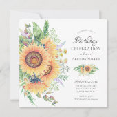 サンフラワーガーデンフローラ誕生日招待状 招待状 (正面)